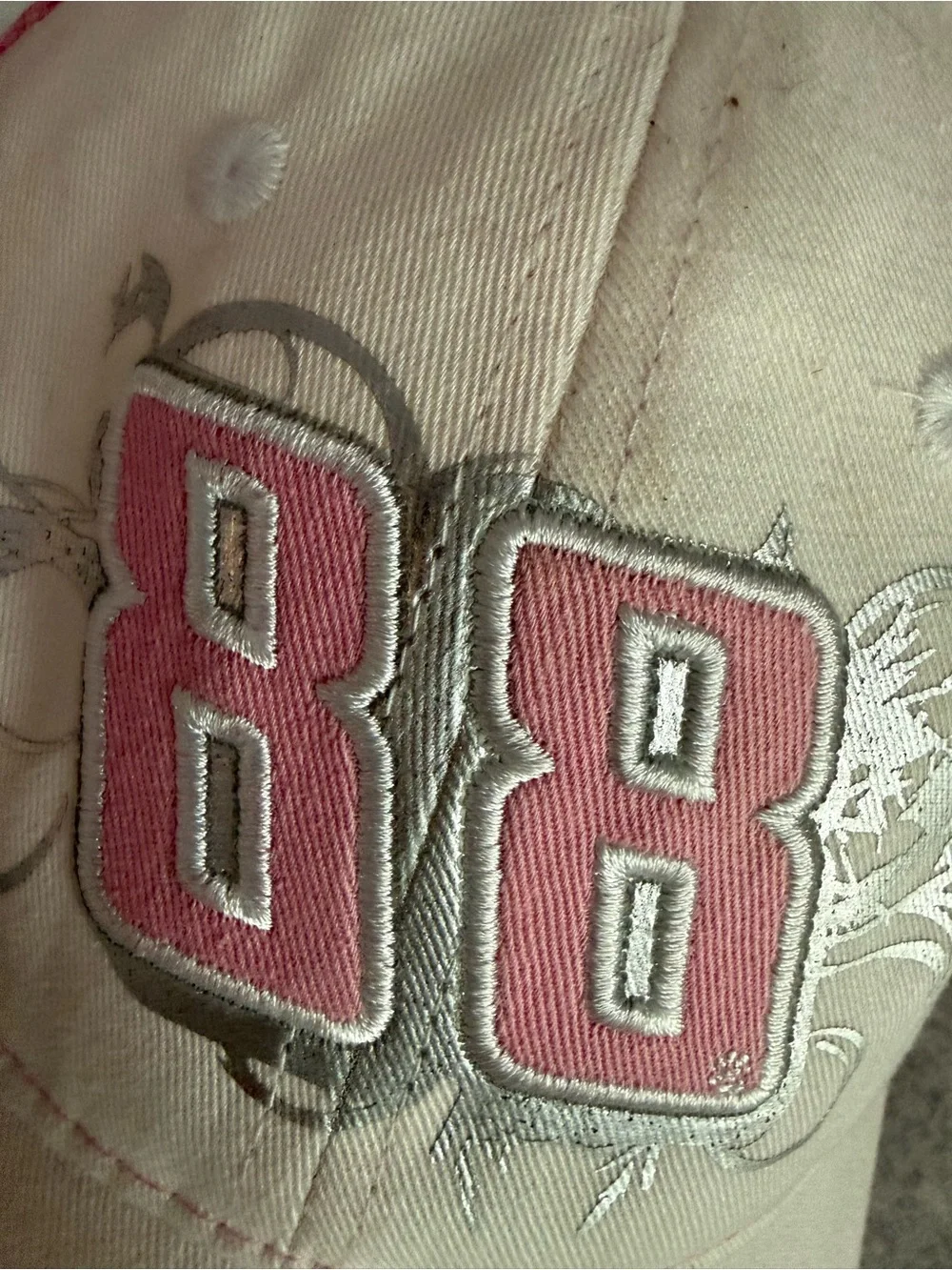 Nascar Pink and White '88 Embroidered Trucker Hat